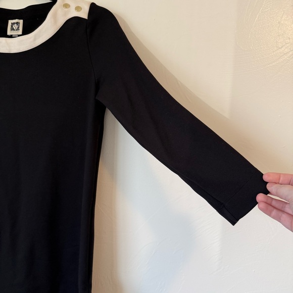 Anne Klein 3/4 Sleeve Knit Top Black & Ivory - Picture 3 of 7